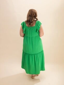 Ruffled Flutter Sleeve Square Neck Textured Tiered Midi Dress | S-XL -Women Clothing Shop 013c47505b96b0ed837b2c6ef0a7f52e