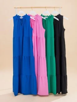 Ruffled Neckline Tiered Maxi Dress By DD Design | S - 3XL -Women Clothing Shop 0158470991eb6febf5d28d01a549dfd6