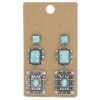 Western Square Turquoise Bead Earring Set