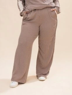 Raised RibCasual Pants With Elastic Waist | S-3XL Pair W/ Sku63513 -Women Clothing Shop 0305f9d7fc67873cefa957125af9ce71