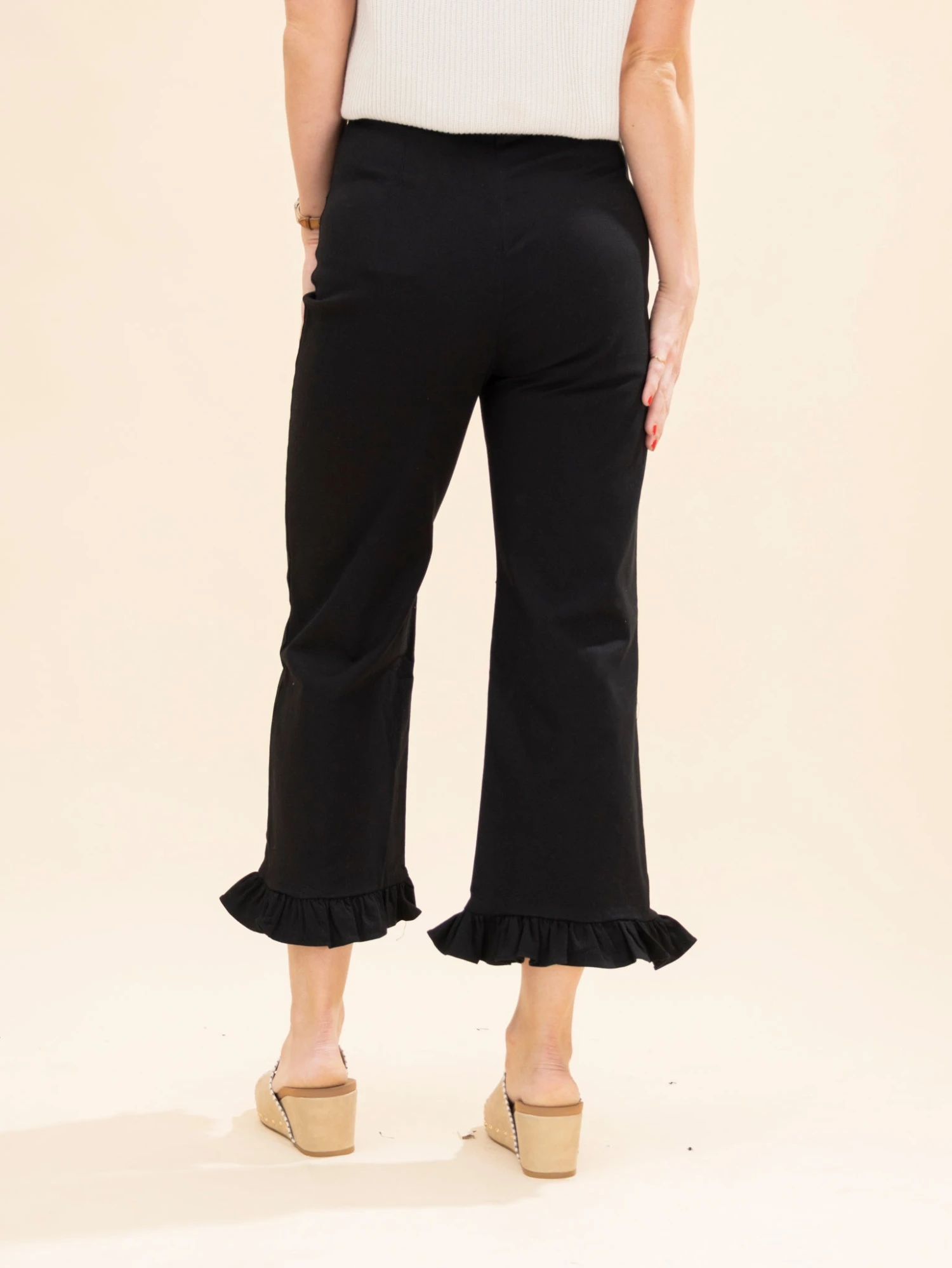 Stretch Front Pocket Ruffle Hem Twill Pants | S-XL 5 Stretch Front Pocket Ruffle Hem Twill Pants | S-XL - Image 5