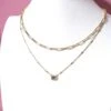 Gold Layered Chain W/ Rectangular Crystal Necklace |