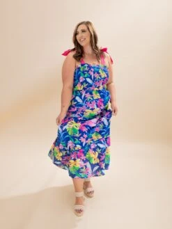 Smocked Tube Maxi Tiered Dress W/ Side Pockets & Contrast Shoulder Bow Ties | S-L -Women Clothing Shop 04501ab6db990df47be0ebdd26219e08