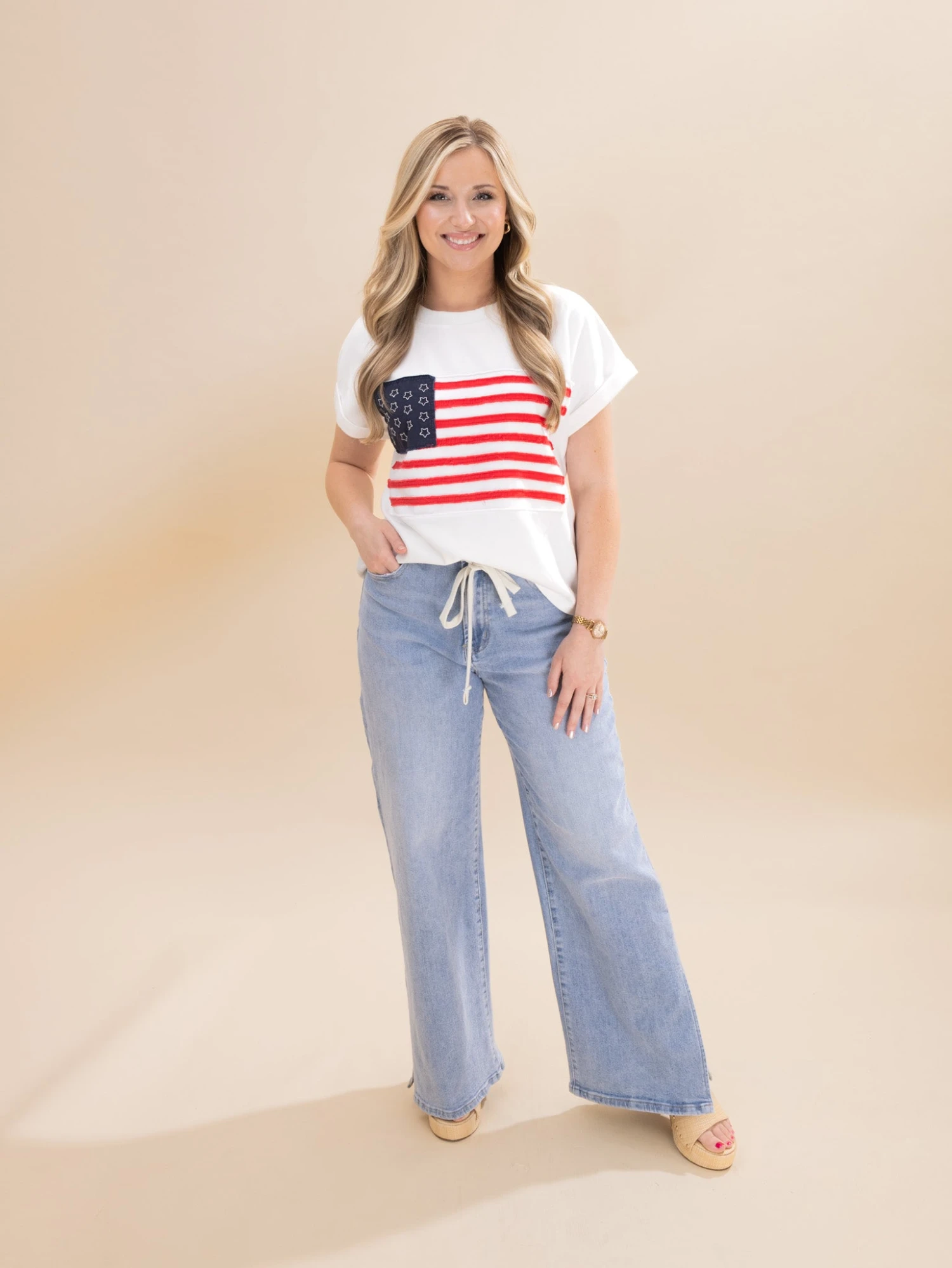 Waist Strap Detail Stretch Side Slit Wide Leg Jeans | S-XL 3 Waist Strap Detail Stretch Side Slit Wide Leg Jeans | S-XL - Image 3