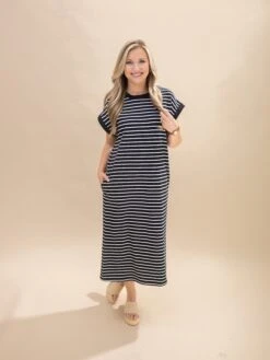 Short Sleeve Striped Knit Dress | S-3X -Women Clothing Shop 04dd0c3de1d62afcabbd168f6dc02e2b