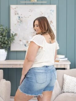 Mica Denim High Rise Frayed Hem Shorts | S-3X -Women Clothing Shop 0514916ba3476839d954e4293a7aa13c