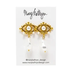 Evil Eye Pearl Dangle Earrings -Women Clothing Shop 064cc872bdef3f716b4ddc01a39ee63e