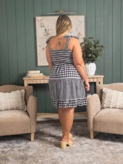 Smocked Gingham Print Dress W/ Tie Straps | S-3X -Women Clothing Shop 0652f926902125311706968164f5aa40