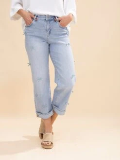 Risen High Rise Crop Barrel Jeans With Ribbon Detail | 0-3XL -Women Clothing Shop 06b75dd9e05c7418fee76193f19e0af1