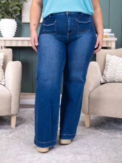 Risen High Rise Wide Leg Front Patch Pocket Jean | 0-3X -Women Clothing Shop 07eb294cb0ffd79a835af87541d75d96