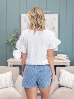 Saige Denim High Rise Shorts W/ Quilted Rhombus Pattern | S - L -Women Clothing Shop 08506d28a2bd94b17ead16e34e15cc78