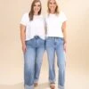 90's Stretch Cuffed Hem High Rise Straight Jeans | S-XL