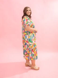 V-Neck Printed Airflow Midi Dress By DD Design | S-3XL -Women Clothing Shop 08c1f06f7183a9ab4a4955446e3513a2