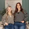 Stripe Split Neck Sweater | S - L