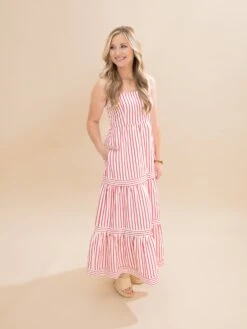 Sleeveless Side Pocket Striped Midi Dress | S-L Americana -Women Clothing Shop 09c699649279ce653d71ee7b54d5e935