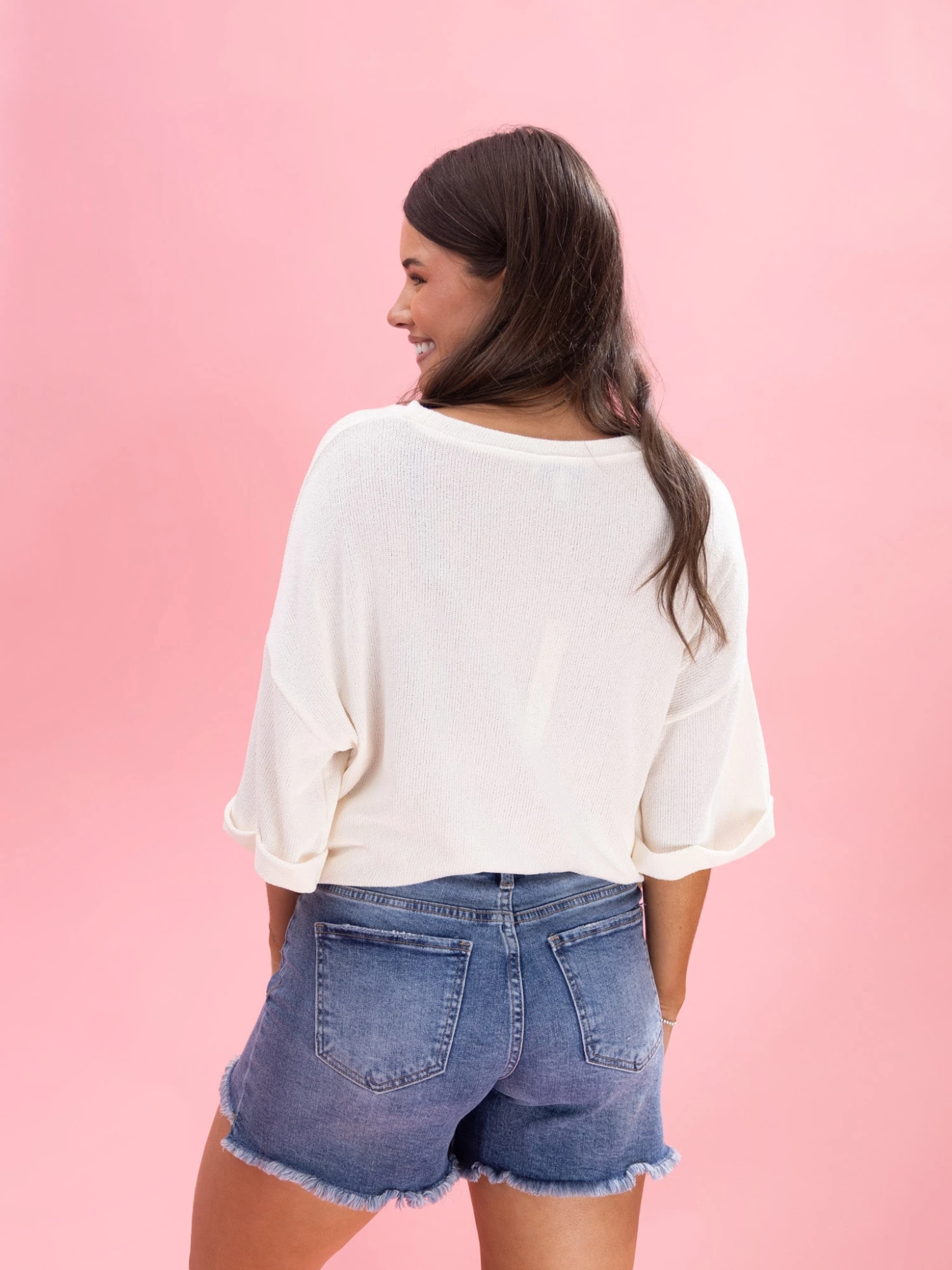 Diva Denim High Rise High Low Fray Hem Short | XS - 3X 12 Diva Denim High Rise High Low Fray Hem Short | XS - 3X - Image 12