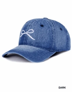 Zenana Bow Embroidery Denim Washed Cap |