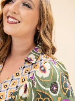 Mixed Abstract Print Collared Midi Dress | S-L -Women Clothing Shop 0ad015a0df115d2dccc229774d5838d9