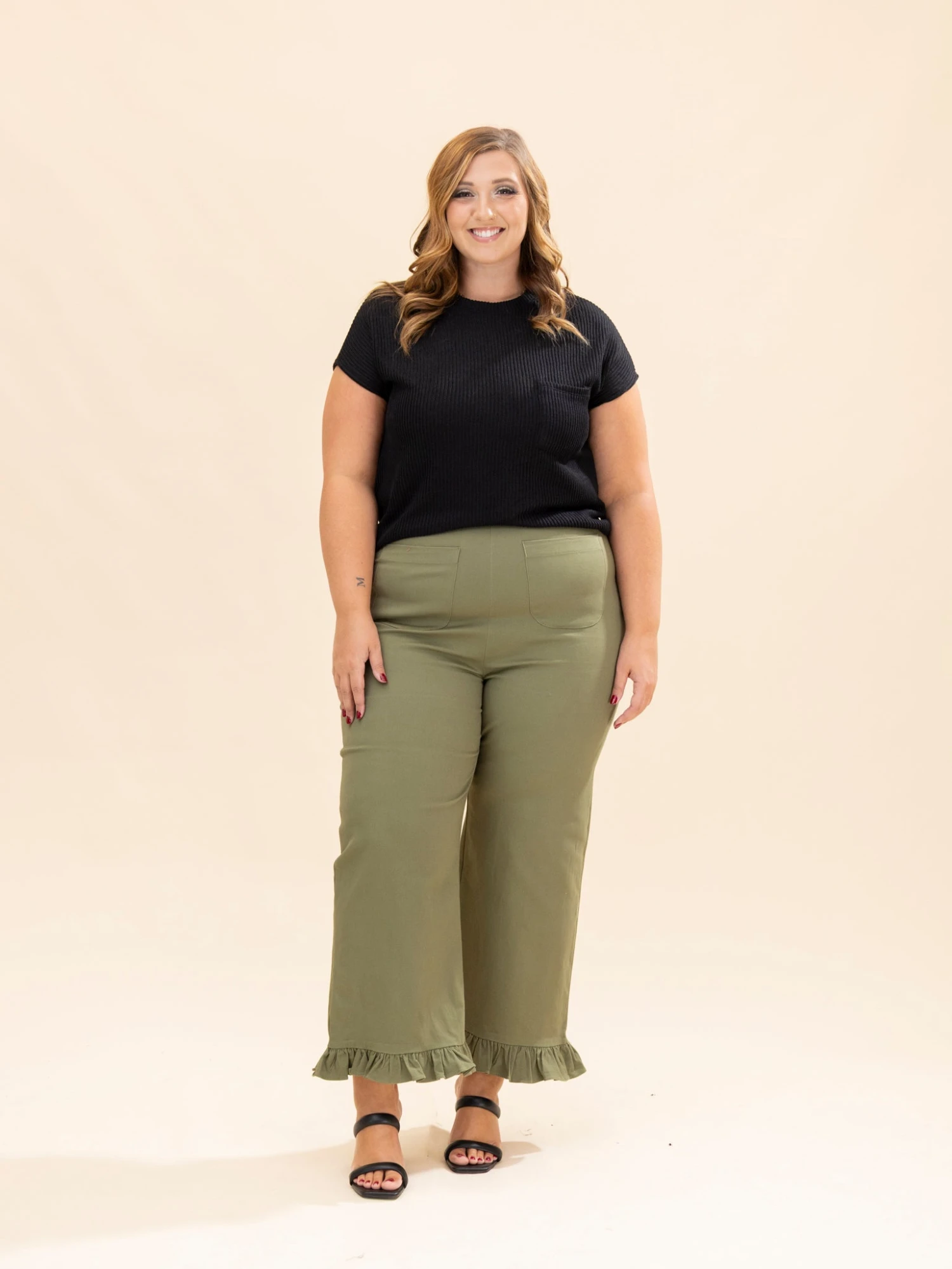 Stretch Front Pocket Ruffle Hem Twill Pants | S-XL 7 Stretch Front Pocket Ruffle Hem Twill Pants | S-XL - Image 7