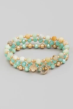 Rhinestone And Shine Beaded Bracelet Set Joyful
