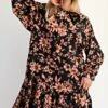 Long Sleeve Floral Print Ruffle Bottom Dress | S - L Easel