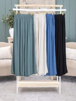 Zenana Elastic Band Woven Pants With Pockets | S - L Pair W/ Sku59293