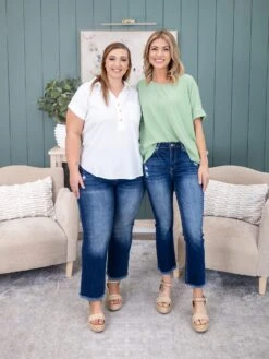 Zenana High Rise Straight Raw Hem Cropped Denim Pants | 0-18