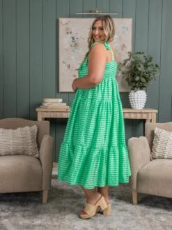 Gingham Shoulder Tie Dress | S-3XL -Women Clothing Shop 0dcbc975213ef9bf719b91dd06f11963