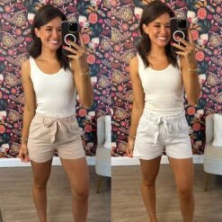 Striped Print Linen Tie Waist Shorts | S-L -Women Clothing Shop 0ed9668ec163581293f30cdf1fed0bc8