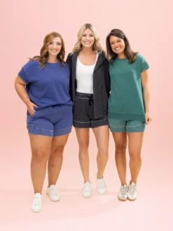 Lived In Curved Hem Drawstring Shorts By DD Design | S -3XL -Women Clothing Shop 0fe2fb8a6246deddcc90e9b6db296cf6