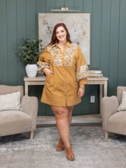 Embroidered Button-Up Dress | S - XL Western