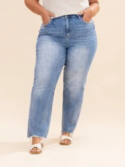 Mica Denim High Rise Raw Hem Loose Fit Straight Jeans | 0-15 -Women Clothing Shop 109e308f990cef8916e8ed119758d447