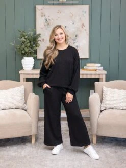 Textured Knit 24" Pants With Pockets And Tie Waistby DD Design| S - 3XL Pair W/ Sku56978 -Women Clothing Shop 10d4d0e55ea31b7e1a3a79192866db4e