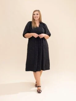 Jacquard V Neck Smocked Midi Dress | S-L Western