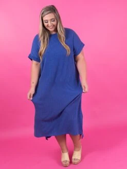 Short Sleeve Round Neck Ribbed Midi Dress | S - 2X -Women Clothing Shop 11d5a8d84c62c6f01fc521cf88eadd77