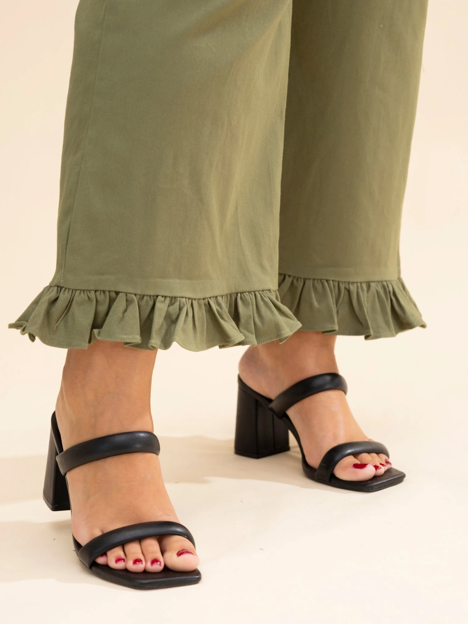 Stretch Front Pocket Ruffle Hem Twill Pants | S-XL 8 Stretch Front Pocket Ruffle Hem Twill Pants | S-XL - Image 8