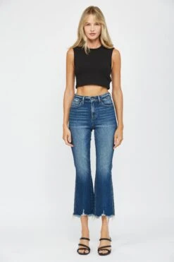 Mica Denim High Rise Crop Flare With Uneven Hem | 0 - 20