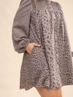 Long Sleeve Animal Print Button Detail Dress | S-L -Women Clothing Shop 13e4bddedac2cb0caddf057e4639e1ec