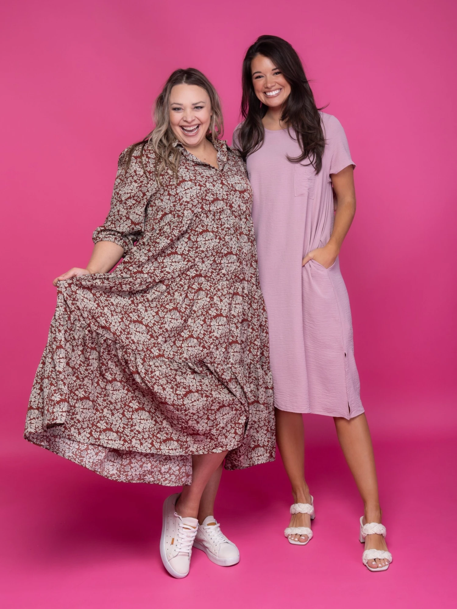 Floral Print 3/4 Sleeve Woven Collared Maxi Dress | S - 3XL 4 Floral Print 3/4 Sleeve Woven Collared Maxi Dress | S - 3XL - Image 4