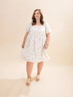 Floral Print Dress With Short Flutter Sleeves | S-3XL -Women Clothing Shop 169c3b378765210c9103535790519dca