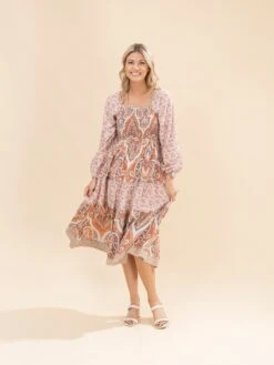 Long Sleeve Printed Midi Dress | S-L -Women Clothing Shop 173643138a9df0316fcf8d96ef865dff
