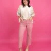 Mica 5 Button High Rise Wide Leg Jeans- Pink | 0-15