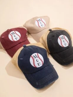 Vintage Glitter "Mom" Baseball Hat