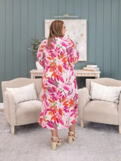 Printed Peach Blossom Button Down Midi Dress | S-3XL -Women Clothing Shop 1b513d5efcc7e3a1c17a7564645bcd8c