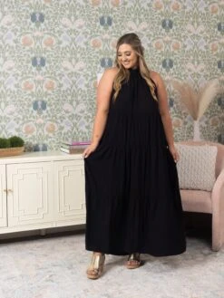 Tiered Halter Neck Maxi Dress | S-3X -Women Clothing Shop 1bb1f9589fbc96f3d09886c5b5925ca2