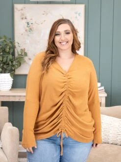 Brushed Rib Center Drawstring Sweater | S - 3XL *Final Sale* -Women Clothing Shop 1bc24de21d9706b4b85abf0947628b37