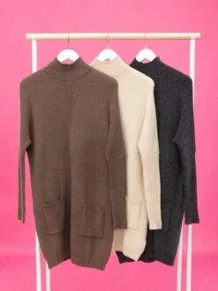 Blu Pepper Mock Neck Front Seam Sweater Dress | S-L