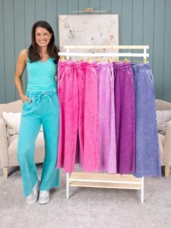 Zenana Acid Wash Fleece Wide-Leg Sweatpants With Pockets | S-L