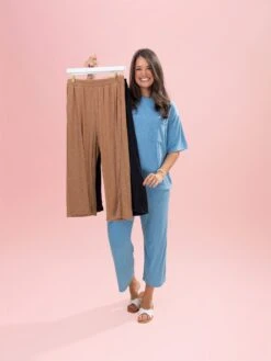 Slub Ribbed Crop Pants By DD Design | S-3XL Pair W/ Sku63651