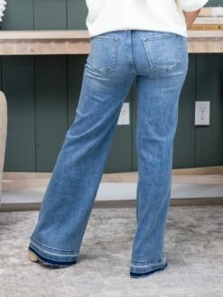 Risen High Rise Wide Button Down Seam Lined Detail Jeans | 0 - 3X -Women Clothing Shop 1c7a1bf0259c5e31eb1bd0d0efc14d67